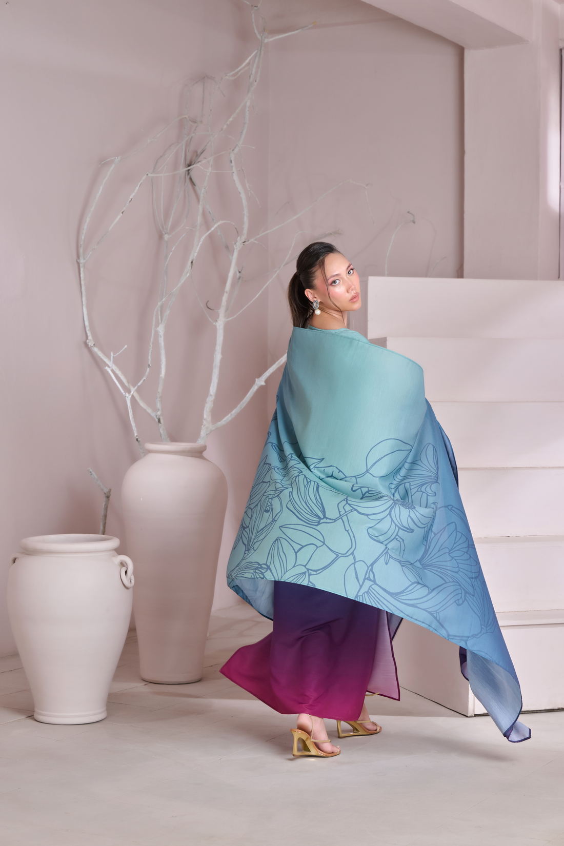 Silk 3Piece Printed Kaftan Set SF-402