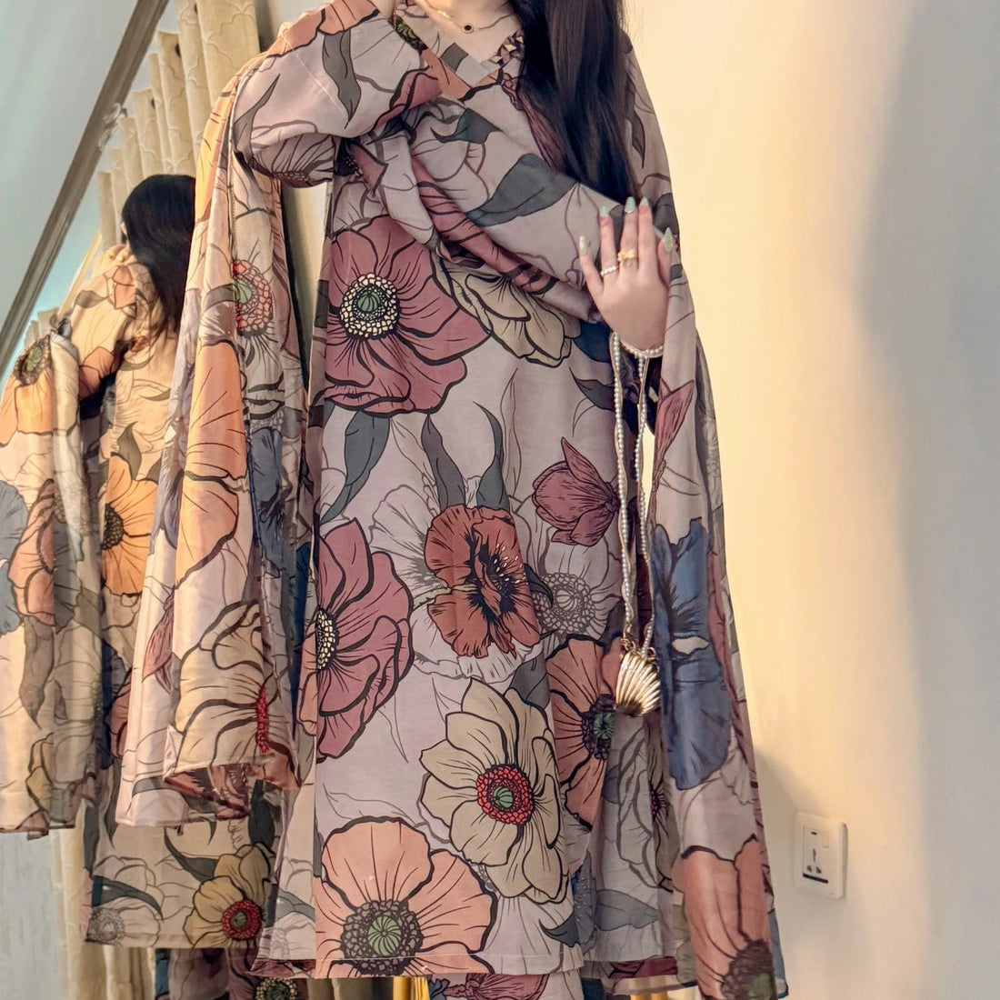 SF - 398 Premium Printed 3 Pc Stitched Suit